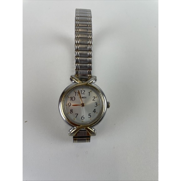 Timex Accessories - Timex Silver Gold‎ Stainless Steel Women's Watch, Stretch Band, No Back Cover.